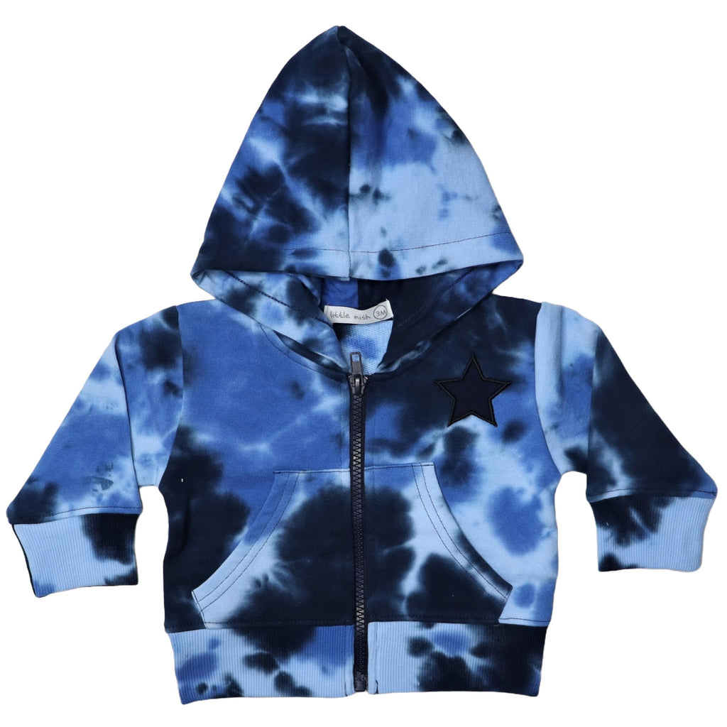 Blue Tie Dye Star Zip Hoodie - Meems