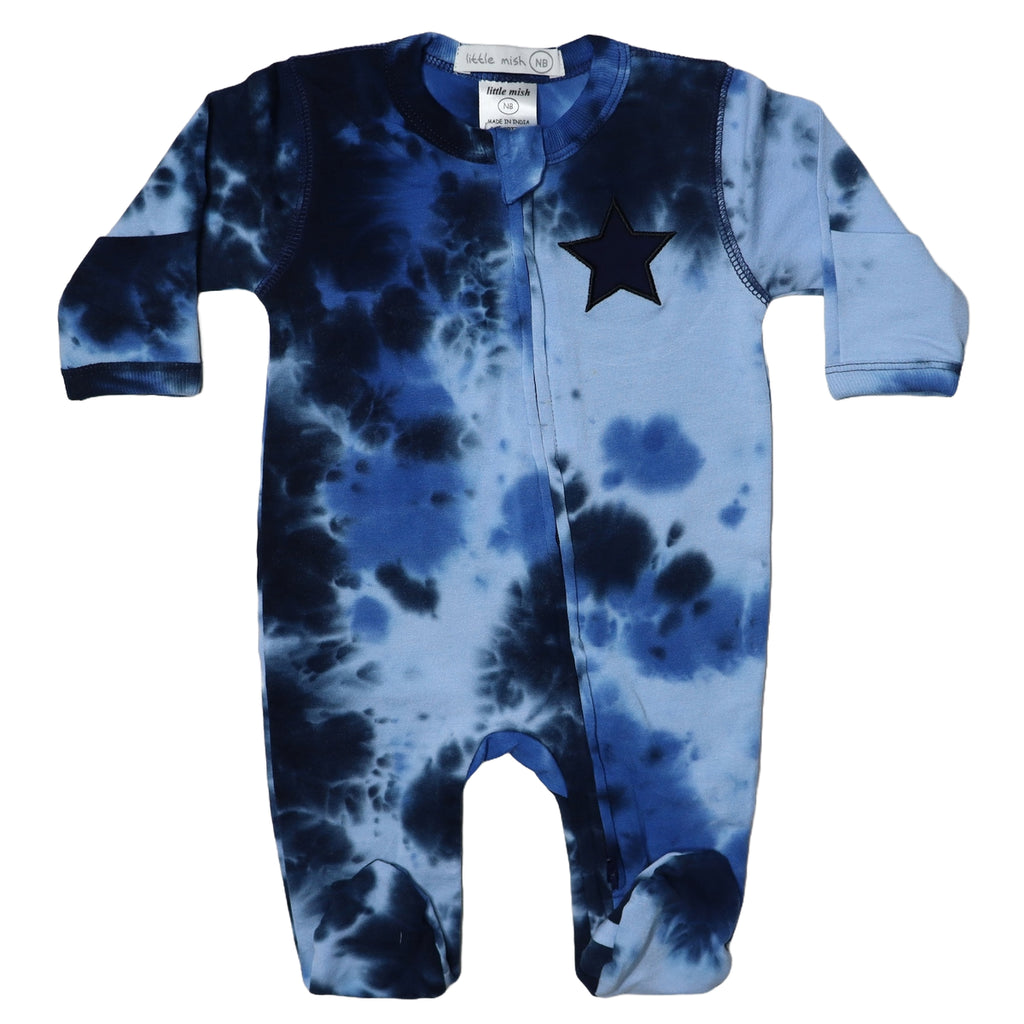 Blue Tie Dye Star Footie - Meems